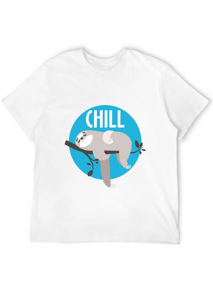 Camiseta Negra Chill con Diseño de Perezoso Relajado