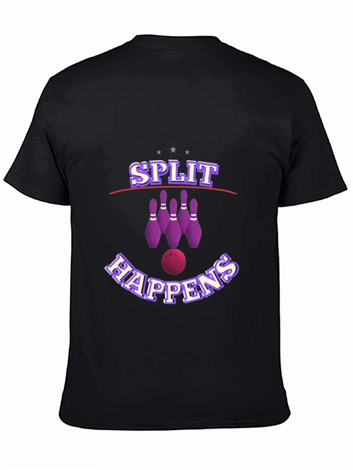 Camiseta Negra con Diseño de Bolos Split Happens