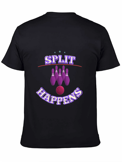 Camiseta Negra con Diseño de Bolos Split Happens