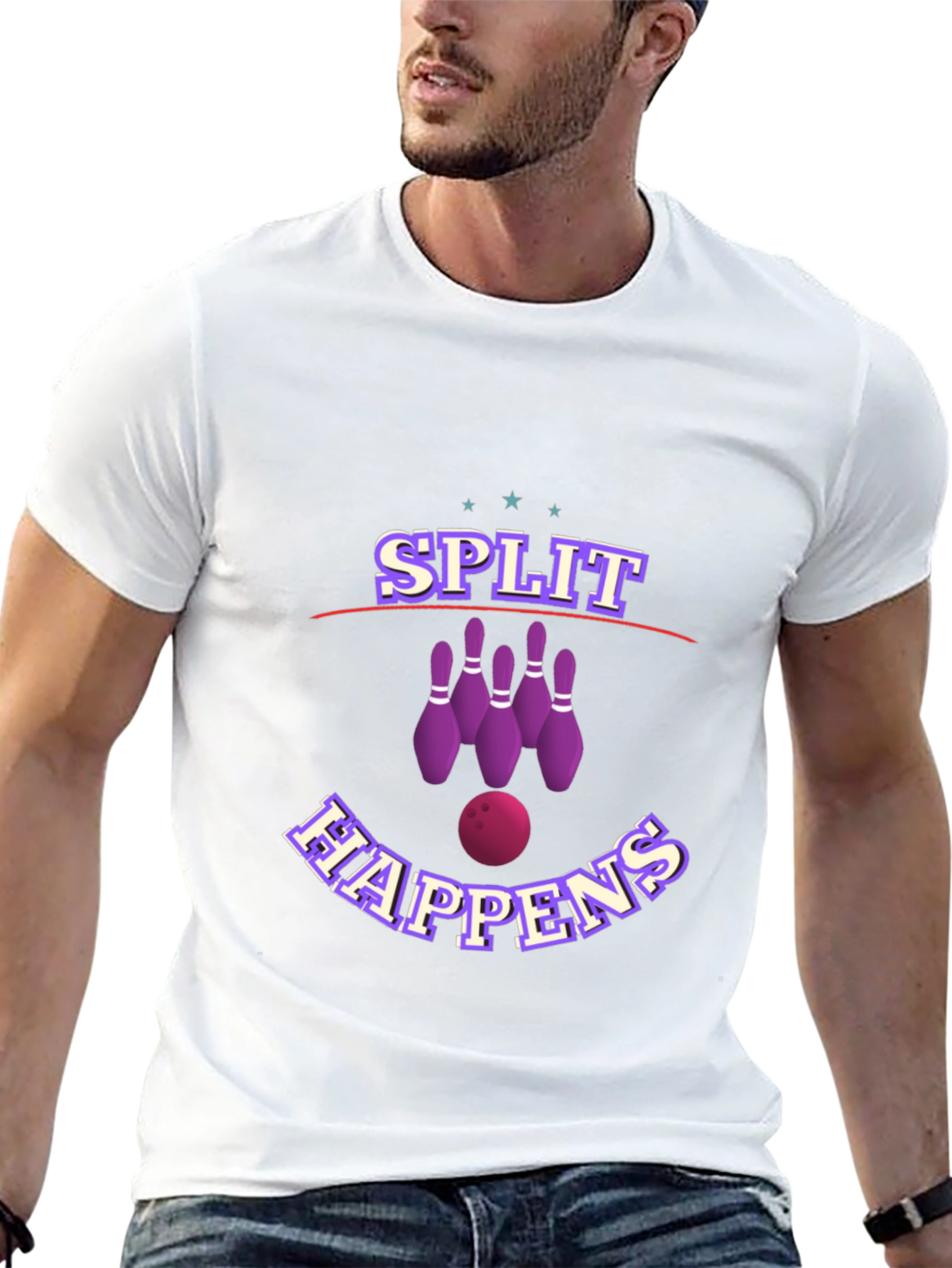 Camiseta Negra con Diseño de Bolos Split Happens