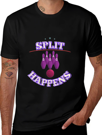 Camiseta Negra con Diseño de Bolos Split Happens