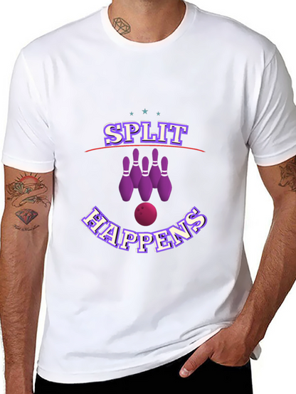 Camiseta Negra con Diseño de Bolos Split Happens