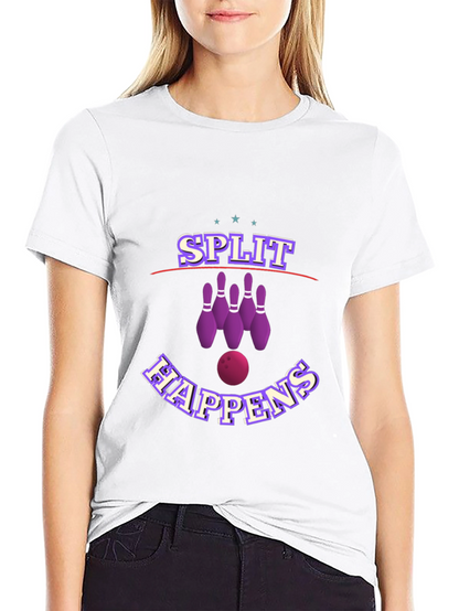Camiseta Negra con Diseño de Bolos Split Happens