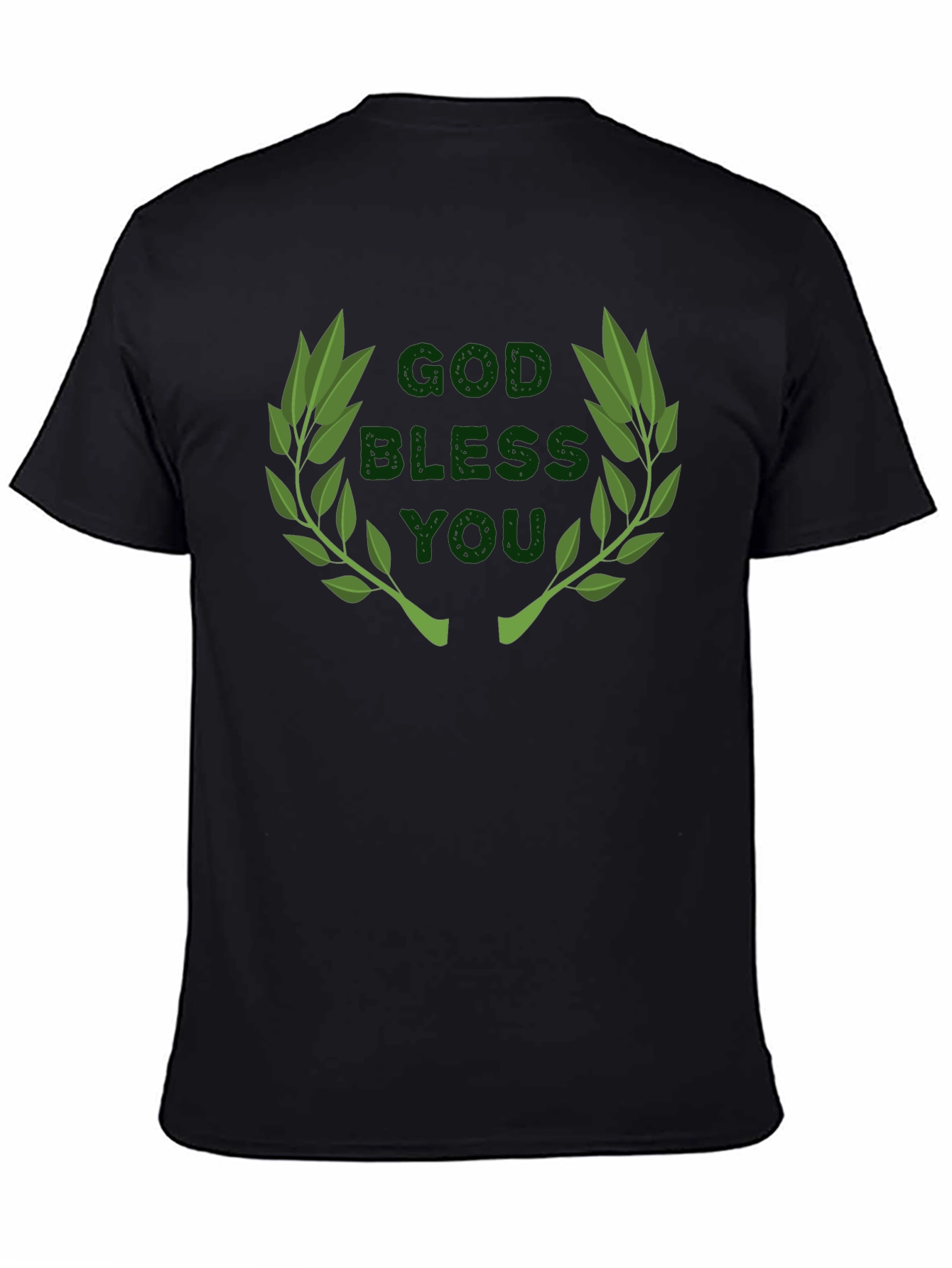 Camiseta Negra con Diseño Religioso