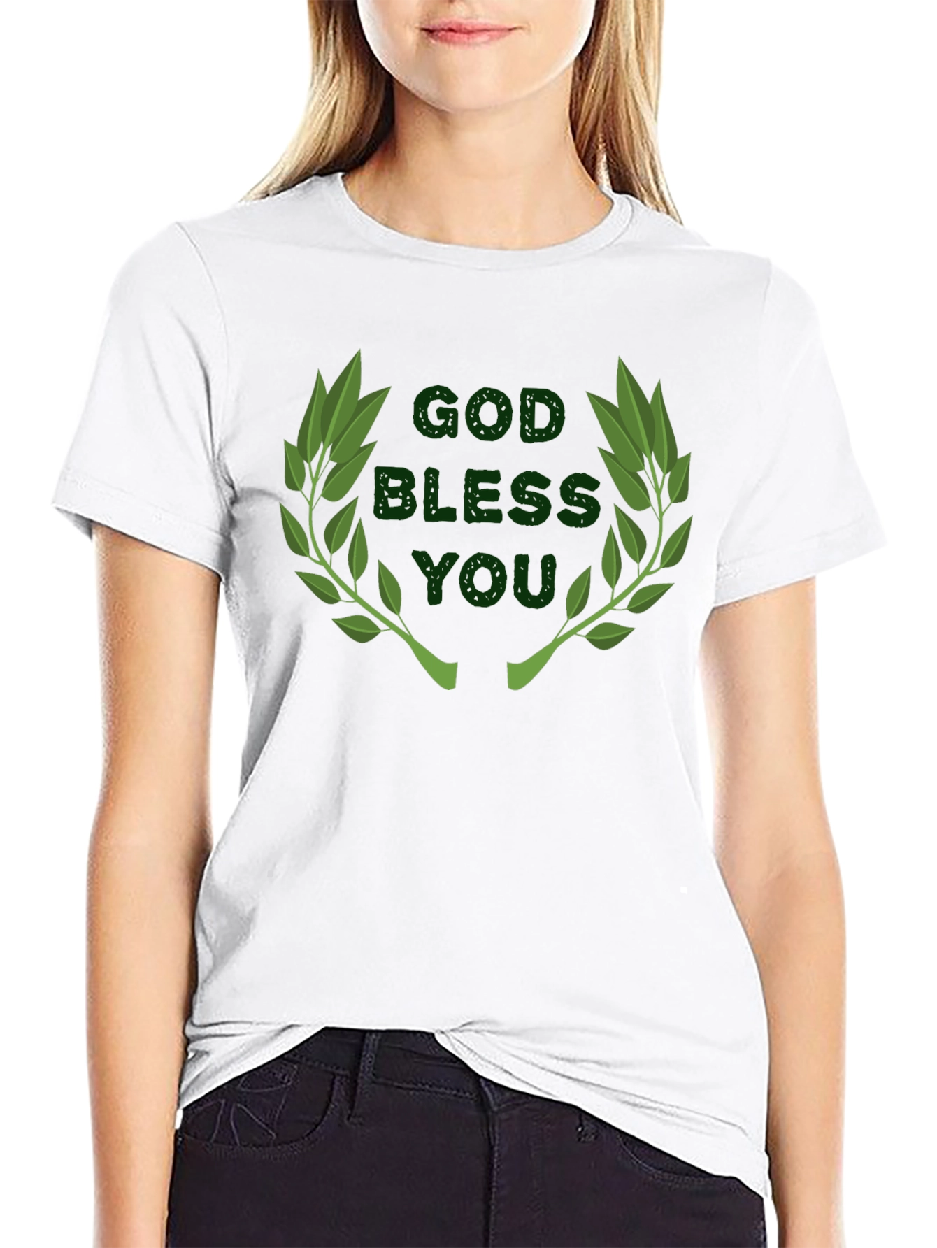 Camiseta Negra con Diseño Religioso