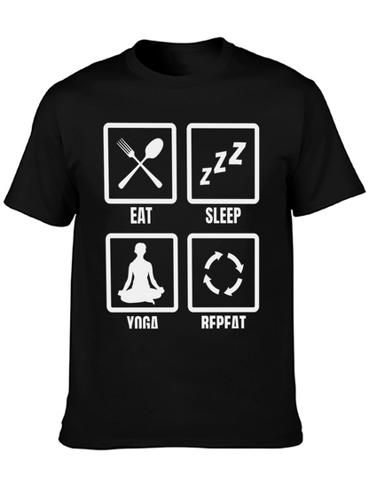 Camiseta Negra Eat Sleep Yoga Repeat