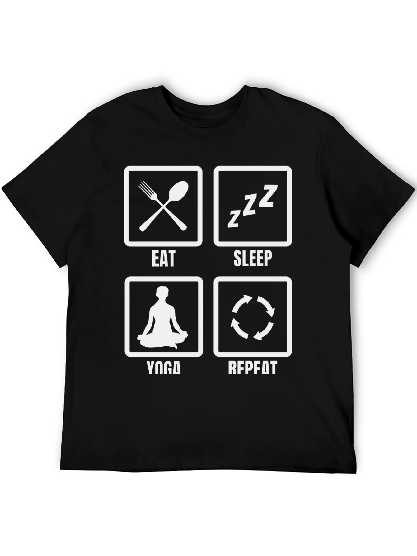 Camiseta Negra Eat Sleep Yoga Repeat