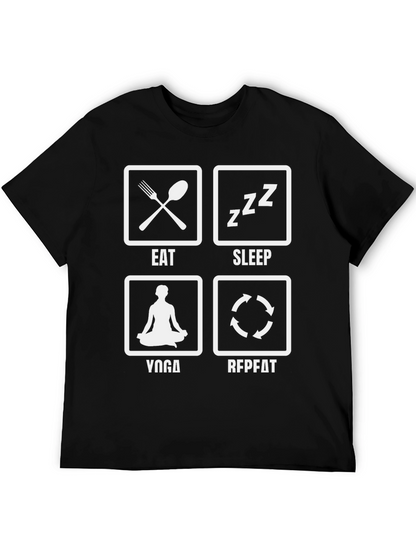 Camiseta Negra Eat Sleep Yoga Repeat