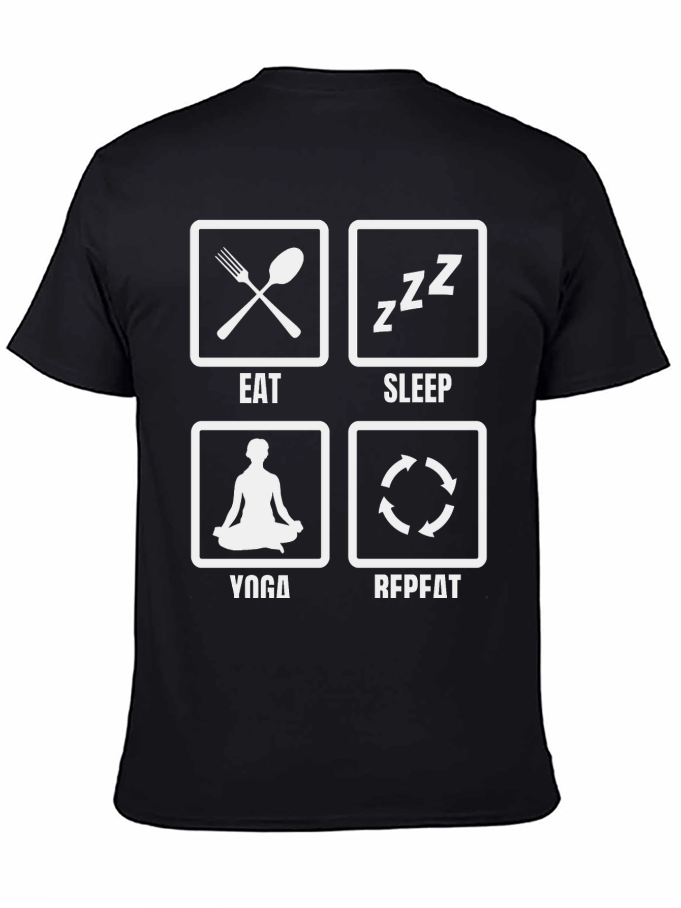 Camiseta Negra Eat Sleep Yoga Repeat