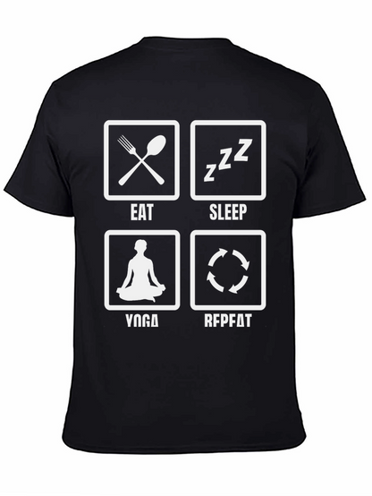 Camiseta Negra Eat Sleep Yoga Repeat