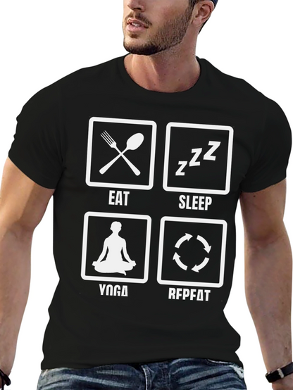 Camiseta Negra Eat Sleep Yoga Repeat