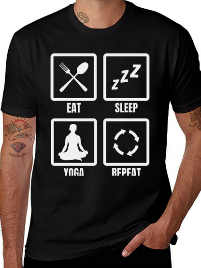 Camiseta Negra Eat Sleep Yoga Repeat