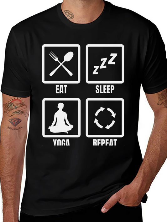 Camiseta Negra Eat Sleep Yoga Repeat