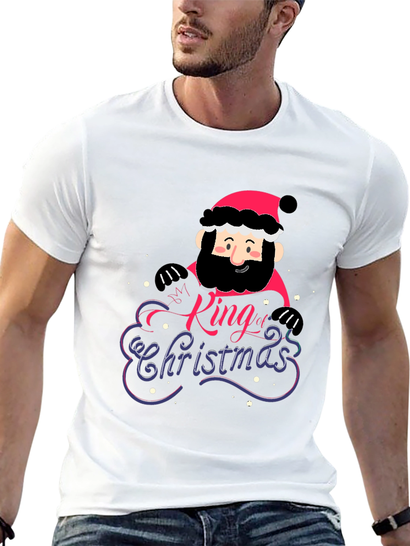 Camiseta Hombre Negra Rey de la Navidad