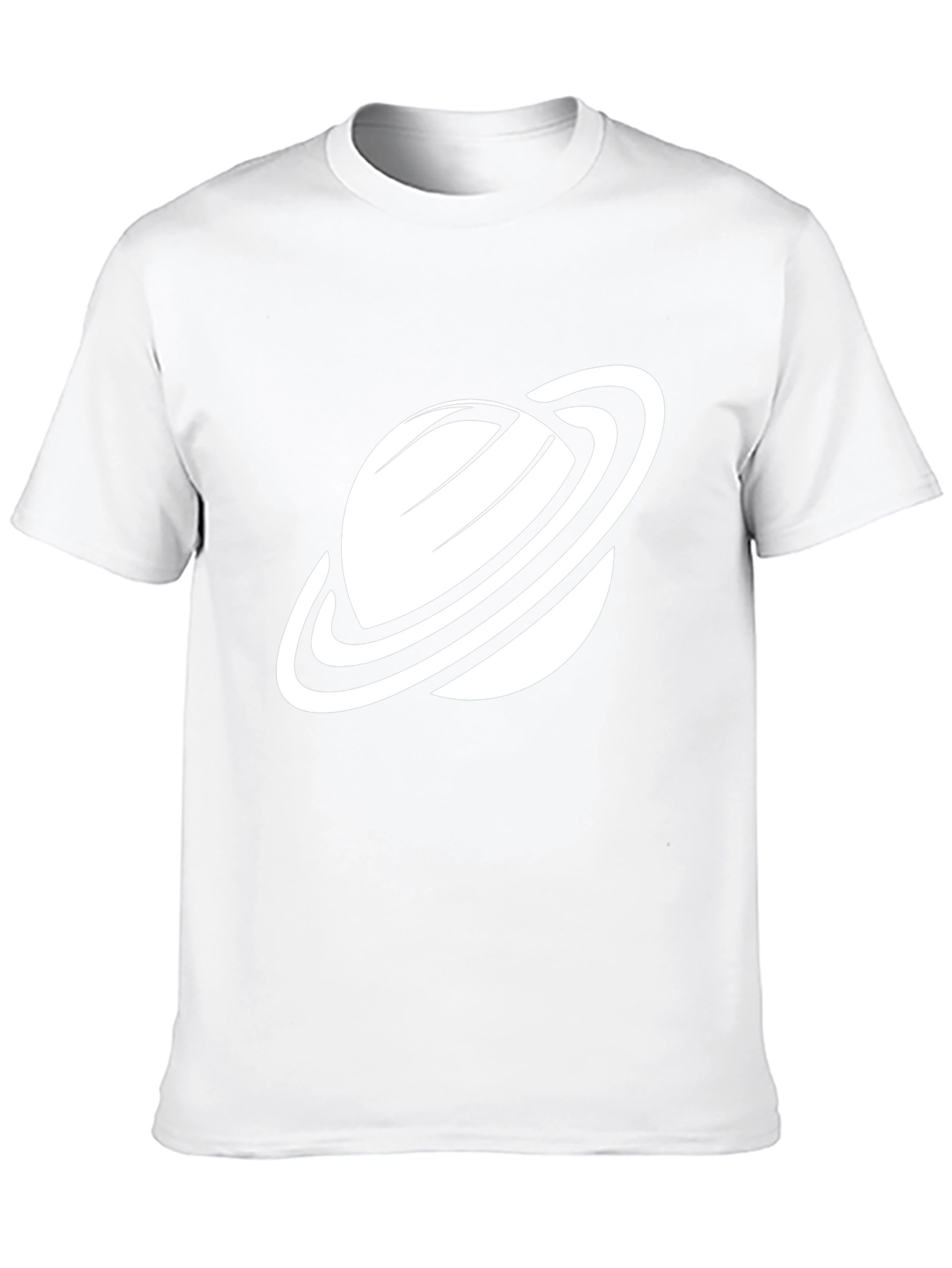 Camiseta Negra con Diseño de Planeta Saturno