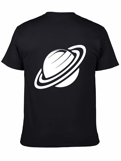 Camiseta Negra con Diseño de Planeta Saturno