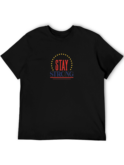 Camiseta Negra Stay Strong con Diseño Patriótico