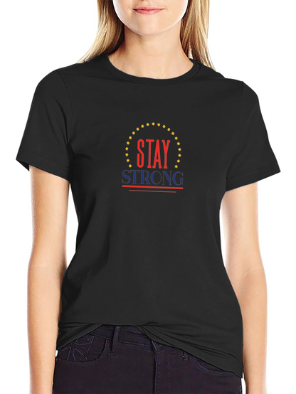Camiseta Negra Stay Strong con Diseño Patriótico
