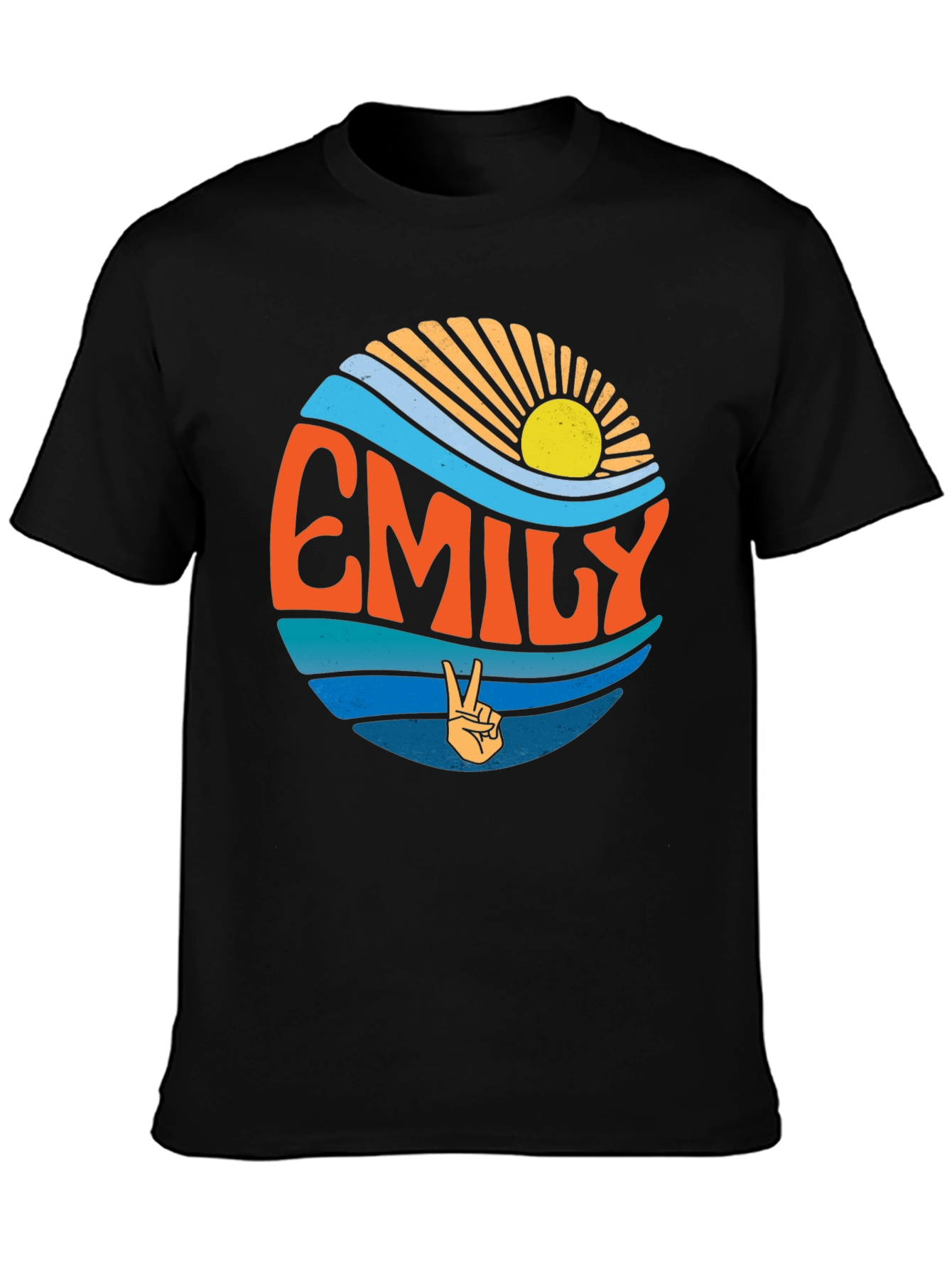 Camiseta Negra Personalizada con Nombre Emily Estilo Retro