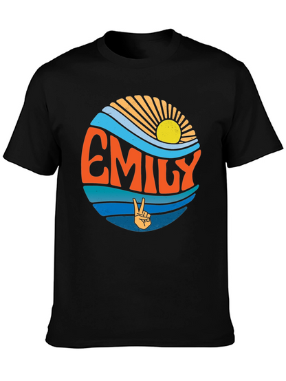 Camiseta Negra Personalizada con Nombre Emily Estilo Retro