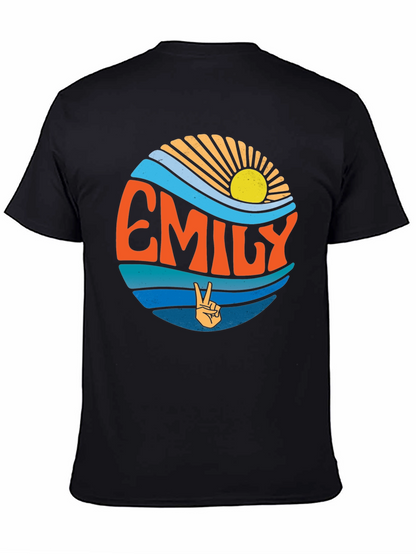 Camiseta Negra Personalizada con Nombre Emily Estilo Retro