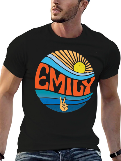 Camiseta Negra Personalizada con Nombre Emily Estilo Retro
