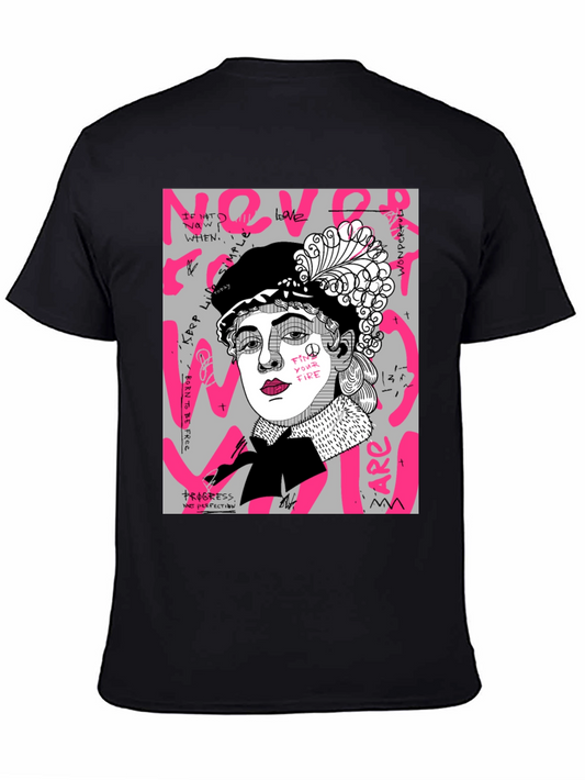 Camiseta Negra con Estampado Gráfico Artístico