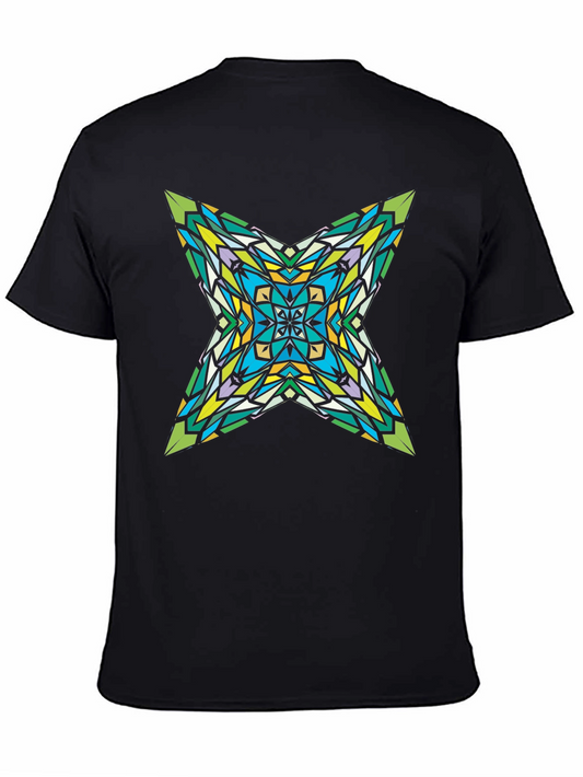 Camiseta Negra con Diseño Abstracto Colorido