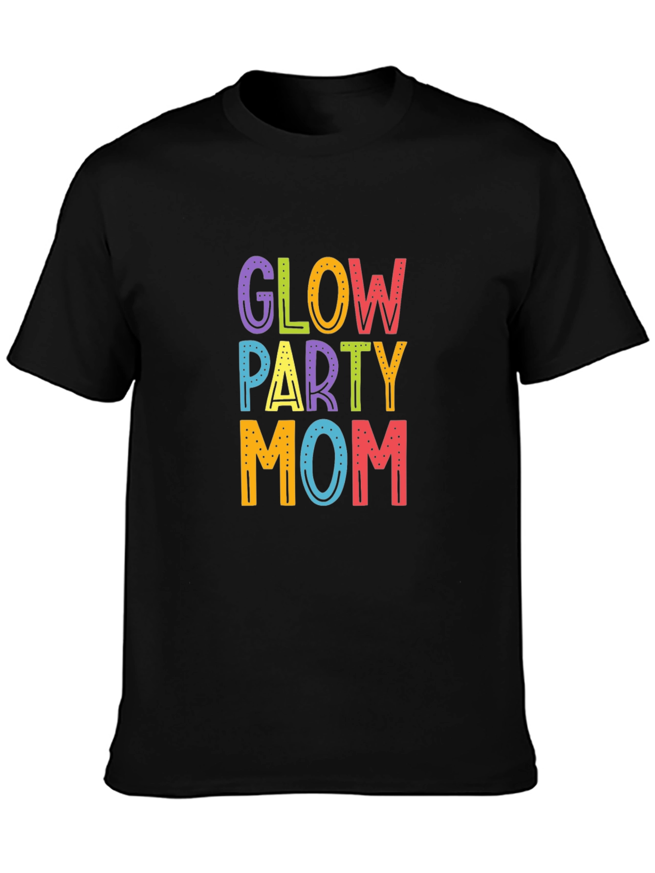 Camiseta Negra Glow Party Mom para Mujer