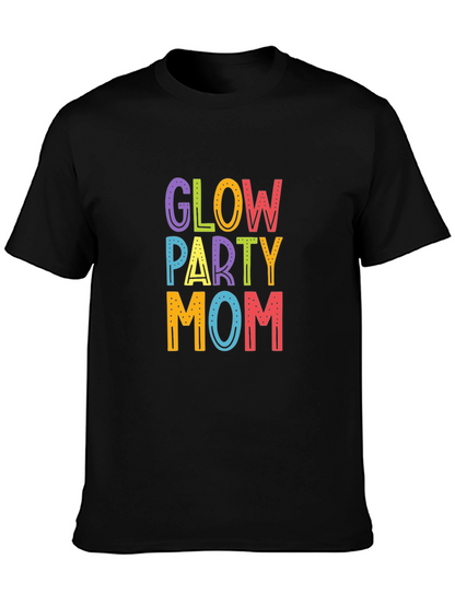 Camiseta Negra Glow Party Mom para Mujer