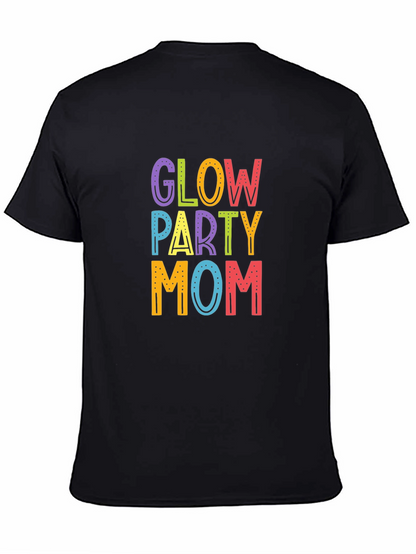 Camiseta Negra Glow Party Mom para Mujer