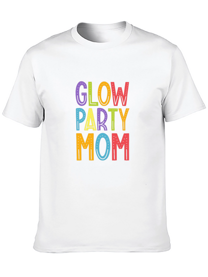 Camiseta Negra Glow Party Mom para Mujer