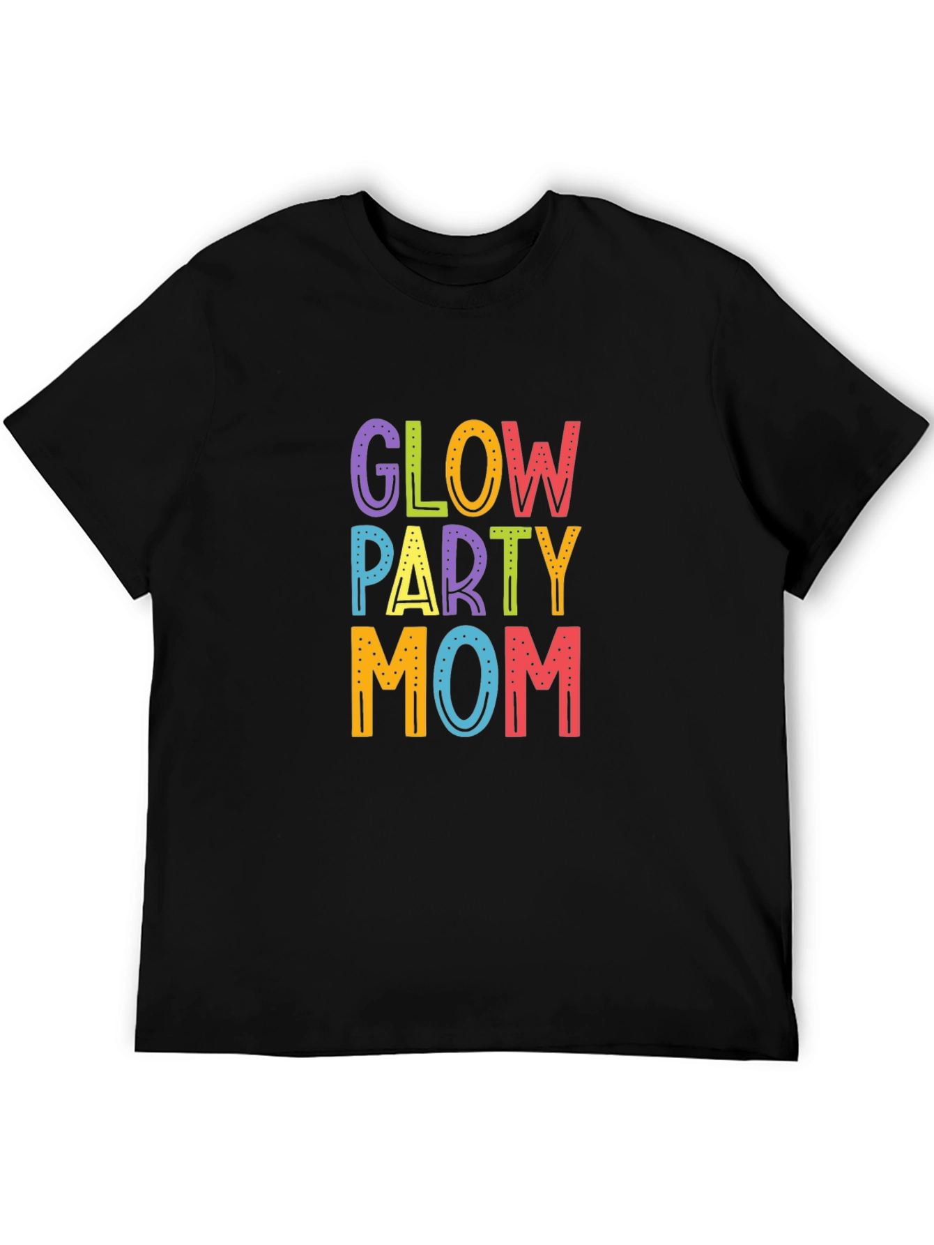 Camiseta Negra Glow Party Mom para Mujer