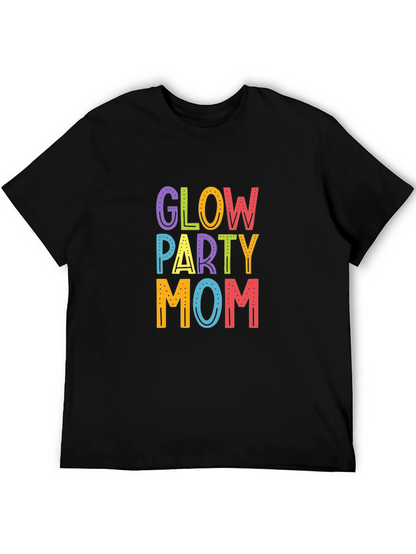 Camiseta Negra Glow Party Mom para Mujer