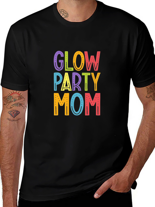 Camiseta Negra Glow Party Mom para Mujer