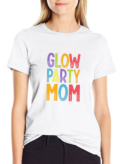 Camiseta Negra Glow Party Mom para Mujer