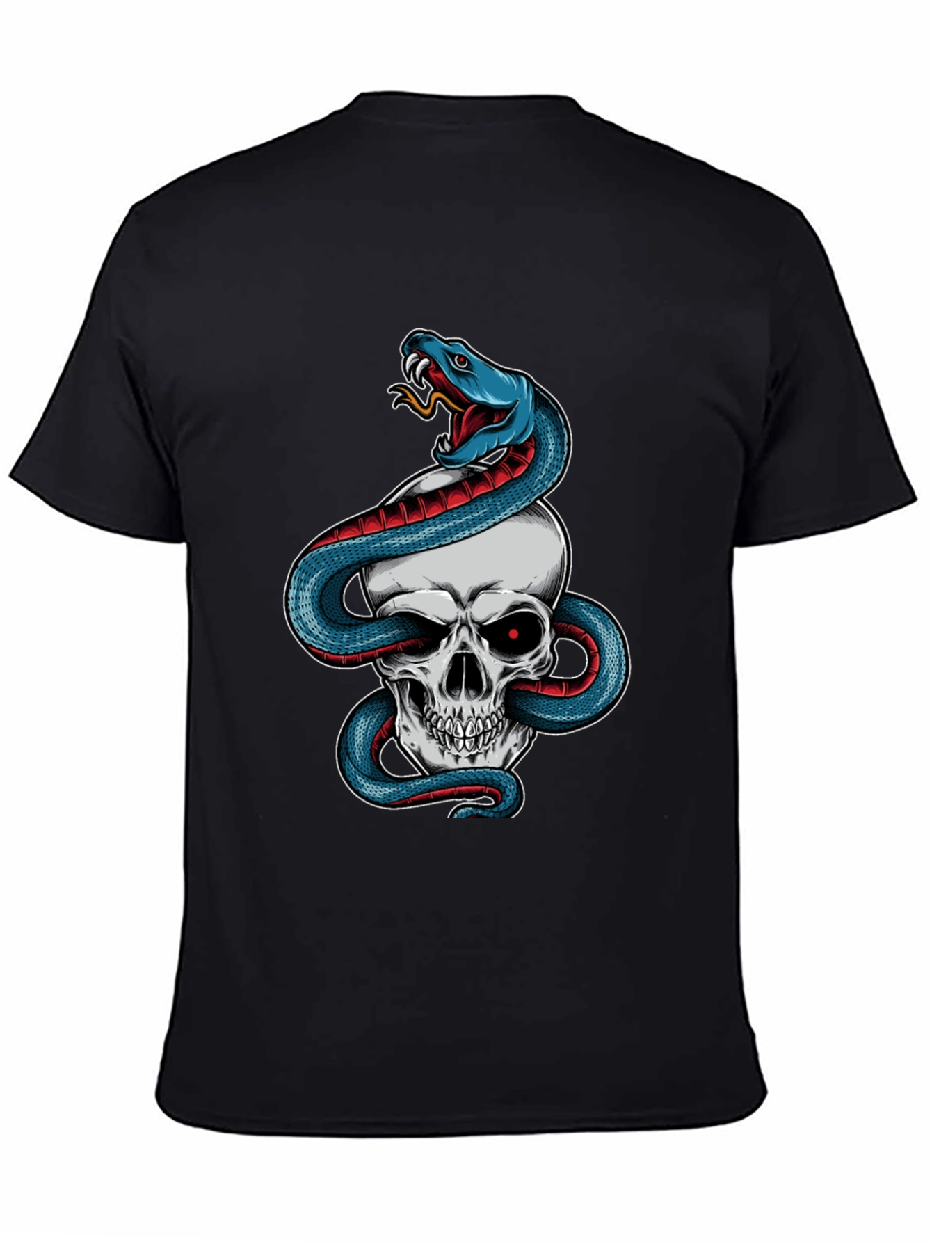 Camiseta Negra Calavera y Serpiente Estilo Único