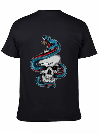 Camiseta Negra Calavera y Serpiente Estilo Único