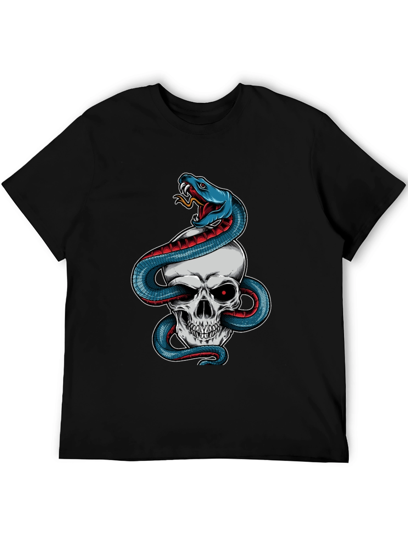 Camiseta Negra Calavera y Serpiente Estilo Único