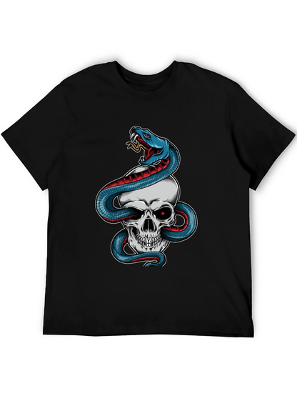 Camiseta Negra Calavera y Serpiente Estilo Único