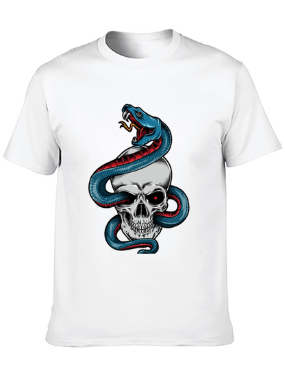 Camiseta Negra Calavera y Serpiente Estilo Único