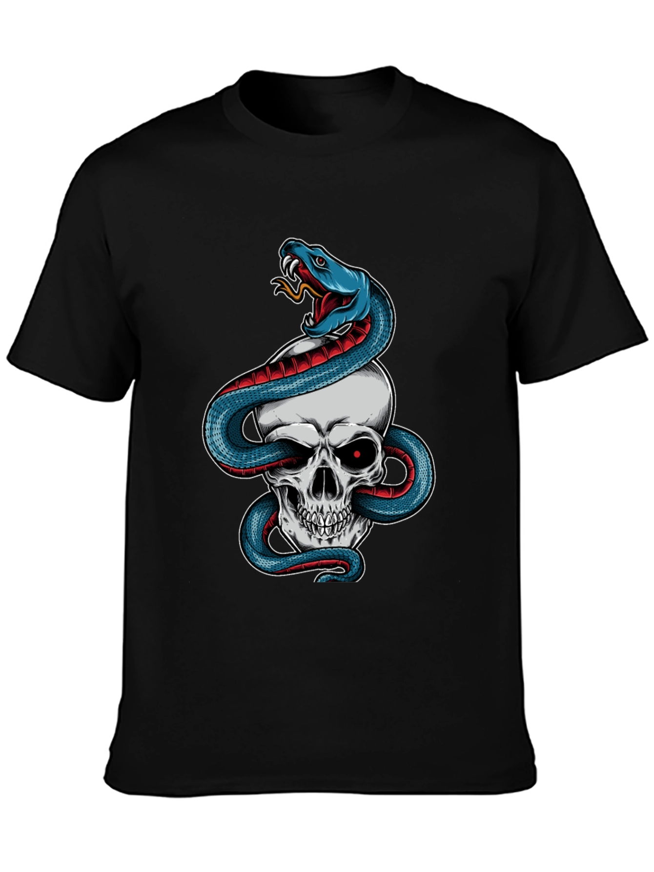 Camiseta Negra Calavera y Serpiente Estilo Único