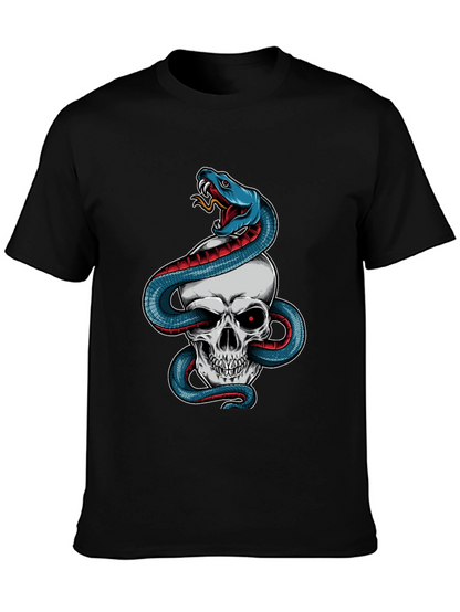 Camiseta Negra Calavera y Serpiente Estilo Único