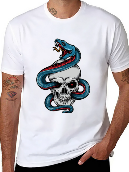 Camiseta Negra Calavera y Serpiente Estilo Único