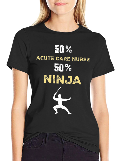 Camiseta Negra Divertida: 50% Enfermera 50% Ninja