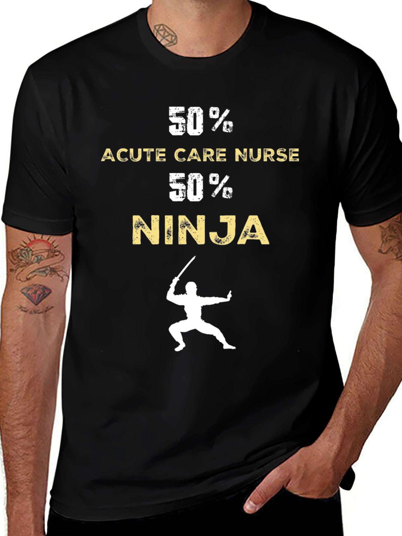 Camiseta Negra Divertida: 50% Enfermera 50% Ninja
