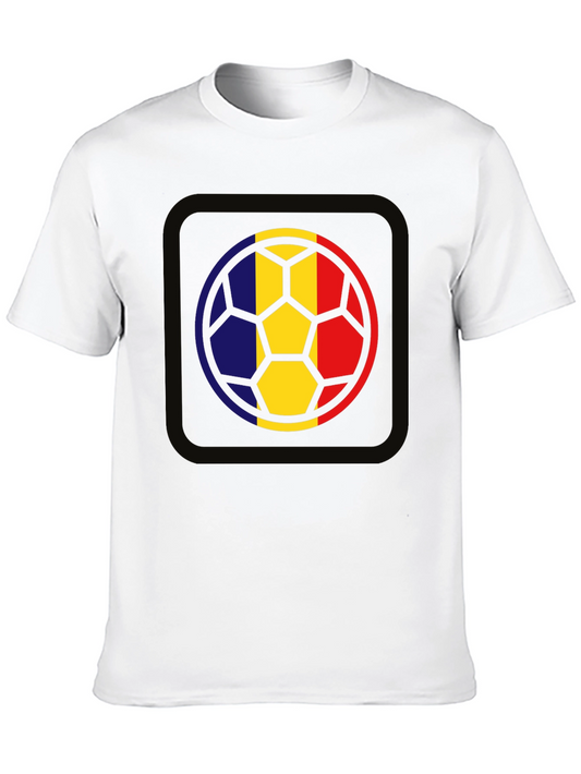 Camiseta Negra con Diseño de Balón de Fútbol Tricolor