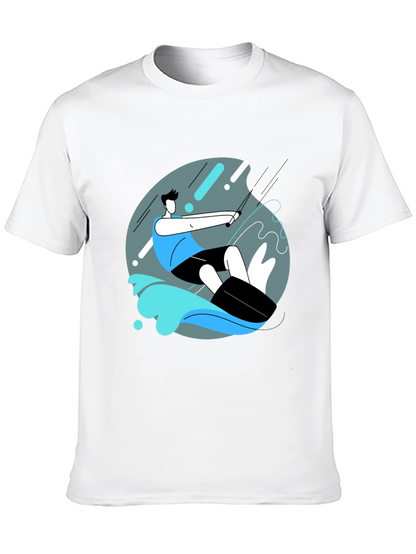Camiseta Negra Estampada Wakeboard