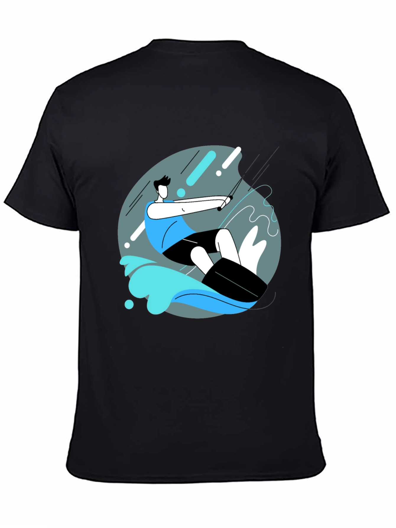 Camiseta Negra Estampada Wakeboard