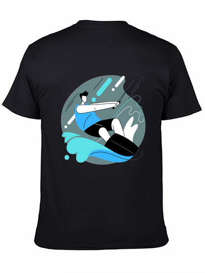 Camiseta Negra Estampada Wakeboard